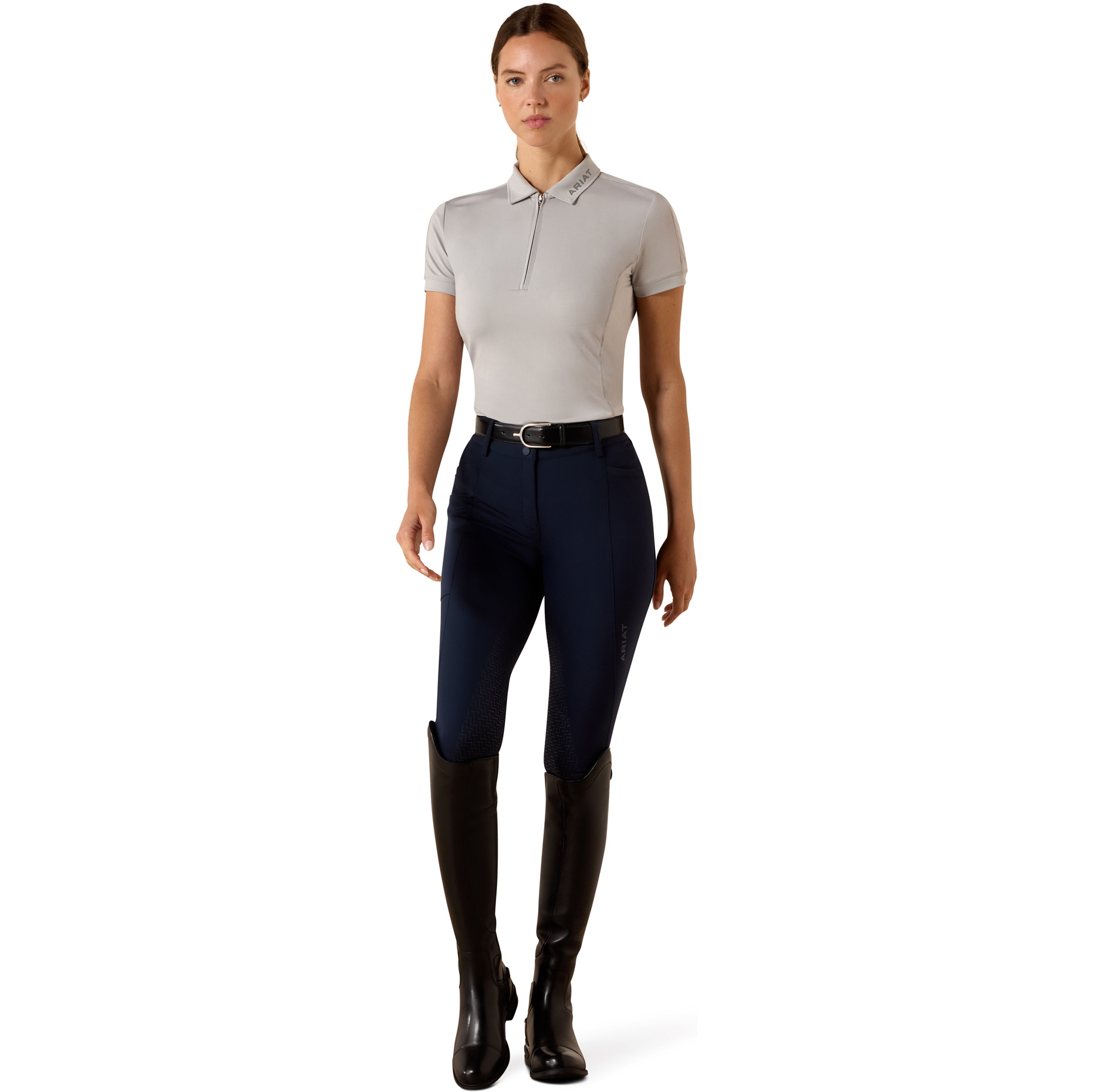 2026 Ariat Womens Bandera 1/4 Zip Polo Shirt 10071526 - Show Grey